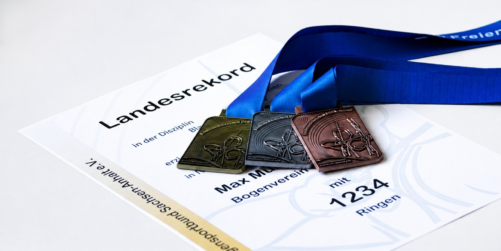 Rekordurkunde mit Medaillen