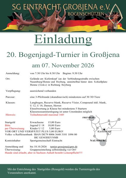 Ausschreibung Bogenjagd in Großjena